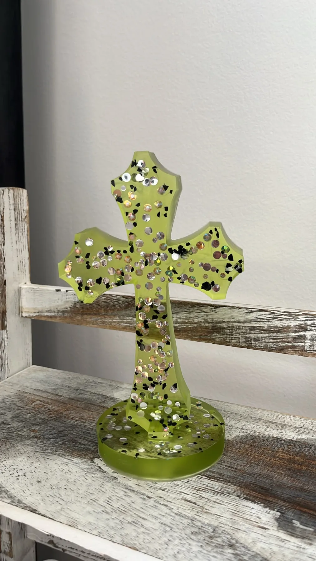 Cruce Lime cu Confetti Argintiu